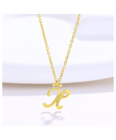 Women Necklace Letter Necklace Women's Shiny Zircon Brass Gold Plated Pendant Necklace Gift Mother Friends Lovers Women's Gif...