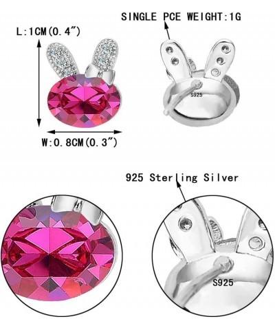 925 Sterling Silver CZ Lovely Bunny Stud Earrings Fuchsia $11.39 Earrings