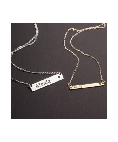 14K Gold Wide Engravable Bar Necklace with Genuine Diamond Accent by JEWLR 18.0 Inches White Gold $111.87 Necklaces