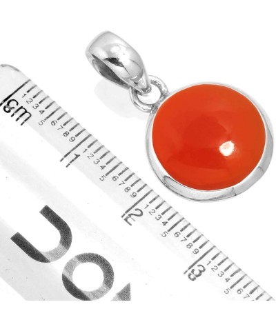 925 Sterling Silver Statement Pendant for Women 12 MM Round Gemstone Handmade Jewelry for Gift (99520_P) Carnelian $18.54 Nec...