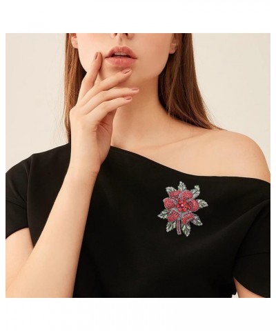 Rehinestone Flower Brooch Pin for Women Girls Exquisite Blooming Floral Bouquet Corsage Lapel Pins Dress Decoration Gifts for...