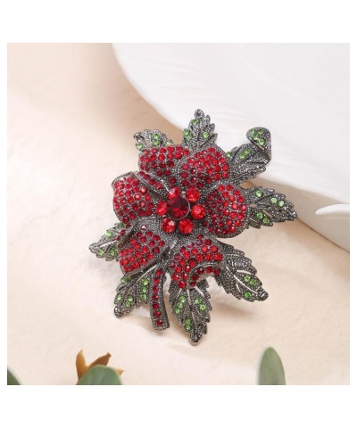 Rehinestone Flower Brooch Pin for Women Girls Exquisite Blooming Floral Bouquet Corsage Lapel Pins Dress Decoration Gifts for...