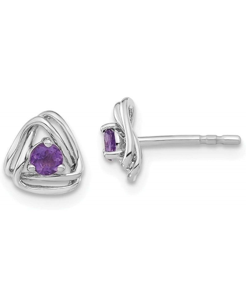 14k Gold Ball & Button Post Birthstone Gemstone Earrings (Length 7.3 mm Width 7.3 mm) white-gold amethyst $78.03 Earrings