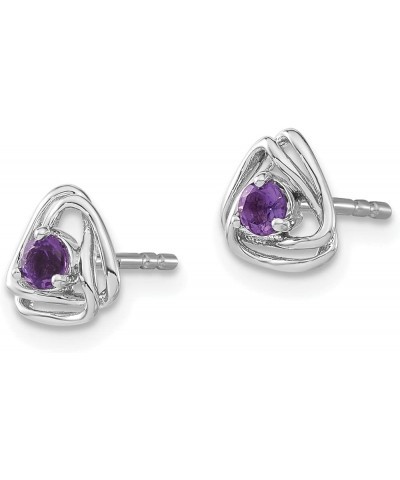 14k Gold Ball & Button Post Birthstone Gemstone Earrings (Length 7.3 mm Width 7.3 mm) white-gold amethyst $78.03 Earrings