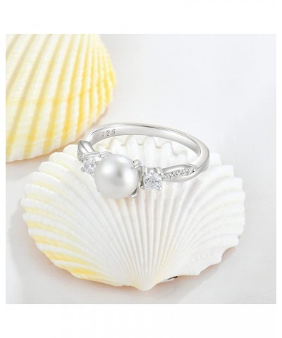 Pearl Rings,Celtic Knot Ring Wedding Engagement Ring for Women Sterling Silver Ring size5-10 7mm pearl $26.00 Rings