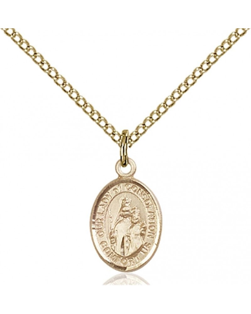 14KT Gold Filled Catholic Patron Saint Petite Charm Medal, 1/2 Inch Our Lady of Consolation $42.50 Pendants