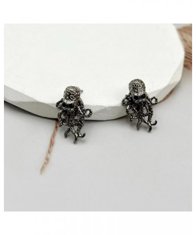 Octopus Earring Stud Stainless Steel Animal Octopus Stud Earrings B $7.50 Earrings