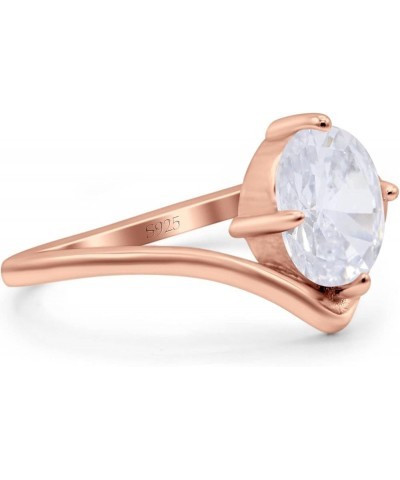 V Art Deco Wedding Ring Oval Simulated Cubic Zirconia 925 Sterling Silver Rose Tone, Simulated Cubic Zirconia $13.79 Rings