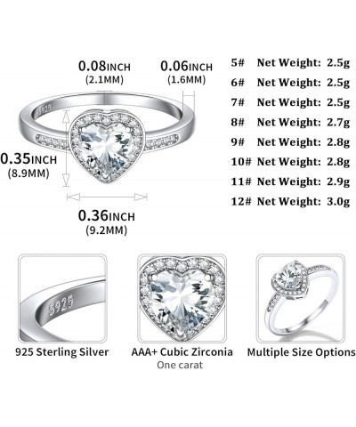 925 Sterling Silver Heart/Round/Princess Cut Cubic Zirconia Simulated Diamond Solitaire Wedding Enagement Anniversary Ring fo...