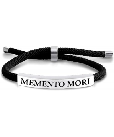 Memento Mori Bracelet Braided Cotton Bracelet Memento Mori Engraved Metal and Cotton Braided Bracelet for Men and Women Stoic...