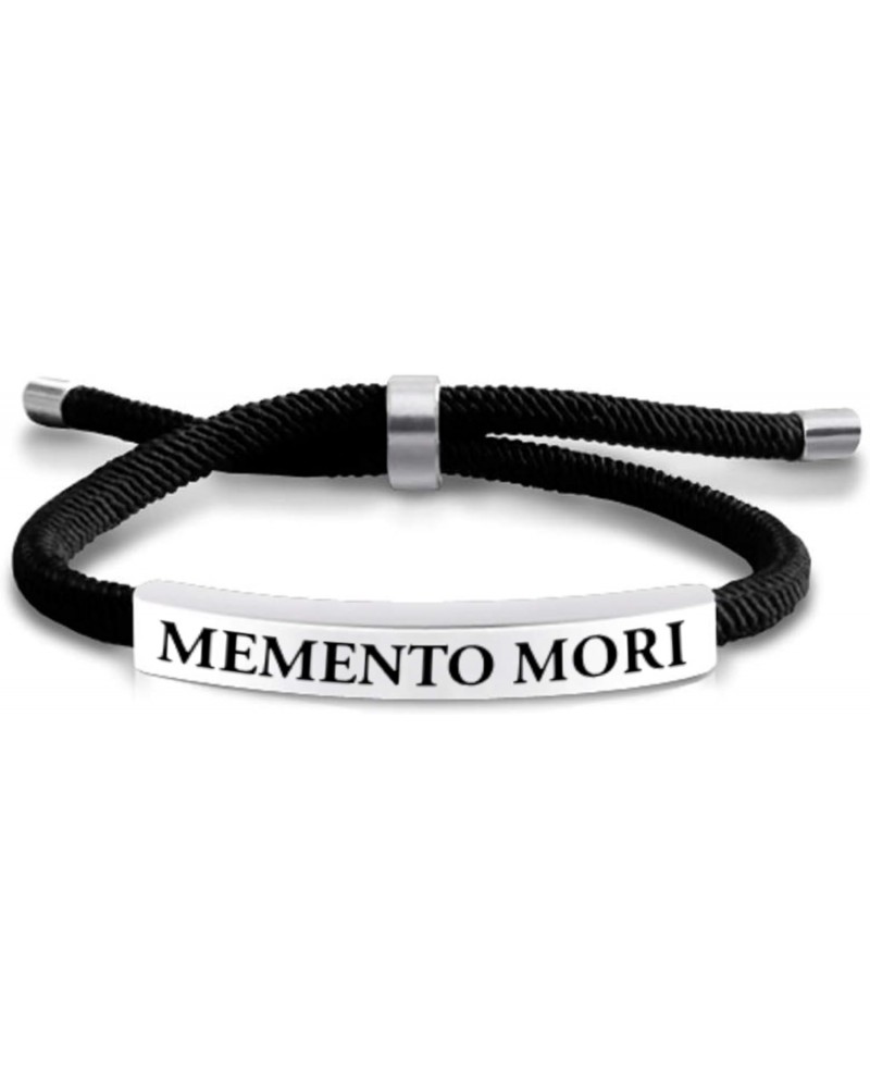 Memento Mori Bracelet Braided Cotton Bracelet Memento Mori Engraved Metal and Cotton Braided Bracelet for Men and Women Stoic...