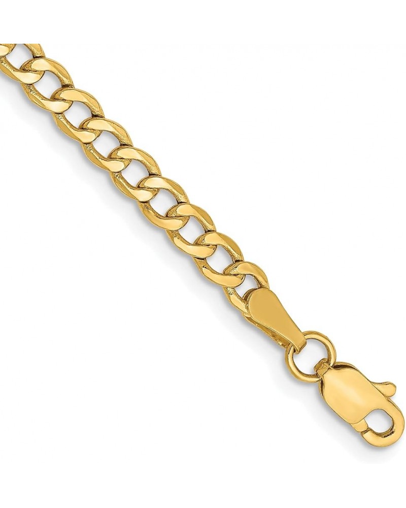 14K Yellow Gold 3.35mm Semi-Solid Curb with Lobster Lock Anklet Necklace Chain -7.0" 8.0" 9.0" 10.0 10.0 Inches $77.00 Anklets