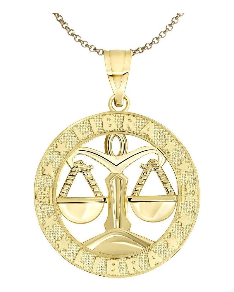 10K Yellow Gold Zodiac Sun Sign Symbol Pendant With Chain 16.0 Inches Libra $90.29 Necklaces