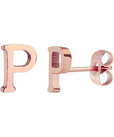 18k Rose Gold Plated Stainless-steel a Pair Initial Earrings 26 Initials Stud Earrings P $6.95 Earrings