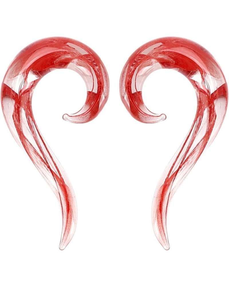 2pcs Glass Ear Tapers Plugs Handmade Hanger Ear Gauges Spiral Snail Ear Stretchers Piercing Jewelry 8g-00g B: Red 0g(8mm) $7....