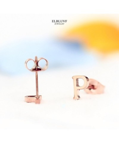 18k Rose Gold Plated Stainless-steel a Pair Initial Earrings 26 Initials Stud Earrings P $6.95 Earrings