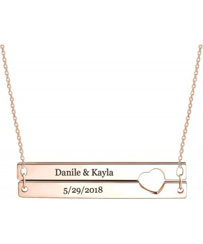 Personalized Name Bar Necklace, Vertical Custom Bar Pendant Dainty Jewelry Gift for Wedding Bridesmaid and Birthday Rose Gold...