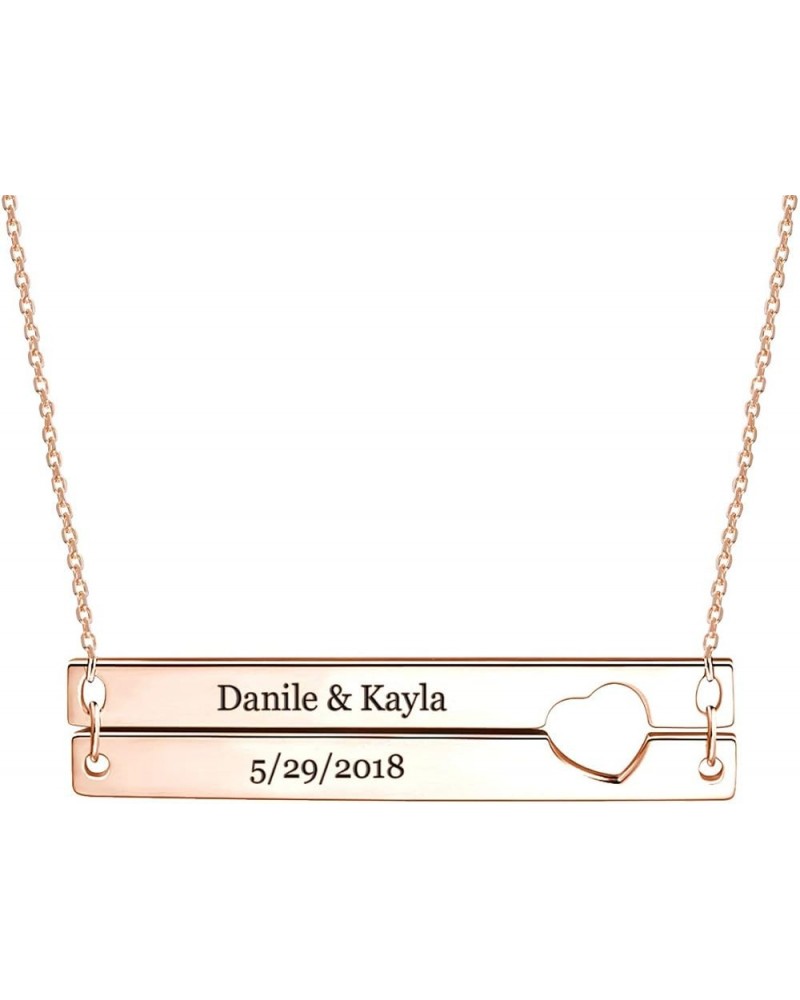 Personalized Name Bar Necklace, Vertical Custom Bar Pendant Dainty Jewelry Gift for Wedding Bridesmaid and Birthday Rose Gold...