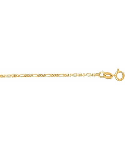 14k SOLID Yellow Gold 1.3mm Shiny Diamond-Cut Alternate Classic Mens Figaro Chain Necklace Or Bracelet or Foot Anklet for Pen...