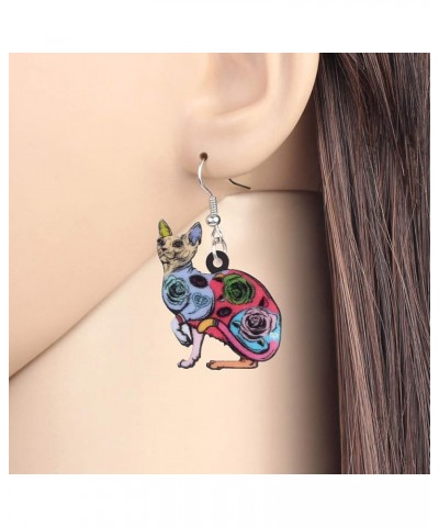 Acrylic Cute Hairless Cat Earrings Dangle Drop Sphynx Kitten Jewelry For Women Girls Charm Gift Multi $6.59 Earrings