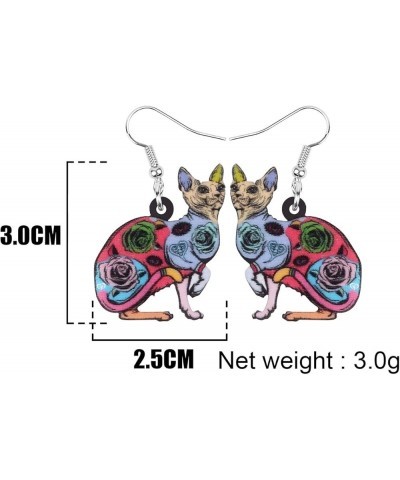 Acrylic Cute Hairless Cat Earrings Dangle Drop Sphynx Kitten Jewelry For Women Girls Charm Gift Multi $6.59 Earrings