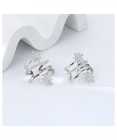 Personalized Diamond Four Claw Row Buckle Earrings Female Korean Version of The Cold Wind Claw-Shaped Micro-Set Nail rake Tem...