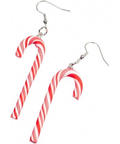 Candy Cane Christmas Earrings Handmade Funny Rainbow Colorful Sweet Swirl Candy Sugar Polymer Clay Dangle Drop Earrings for W...