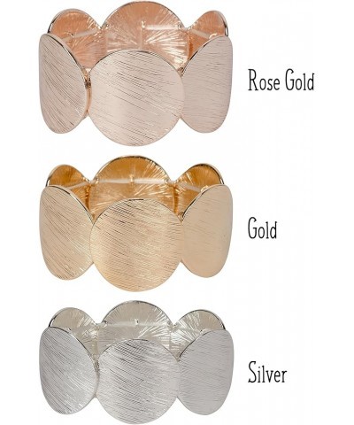 New! Disc Stretch Bracelet in Gold, Silver and Rose Gold for Women Collection Large Silver $10.50 Bracelets