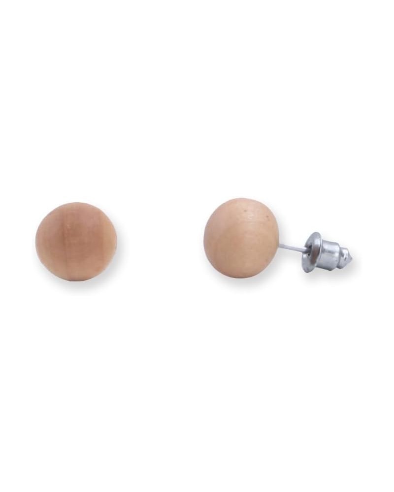 9mm Wooden Ball Earrings Studs for Men Women, Unisex, Light Color and Lightweight $6.79 Earrings