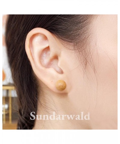 9mm Wooden Ball Earrings Studs for Men Women, Unisex, Light Color and Lightweight $6.79 Earrings