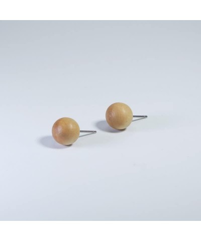 9mm Wooden Ball Earrings Studs for Men Women, Unisex, Light Color and Lightweight $6.79 Earrings