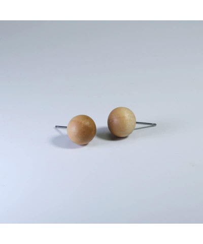 9mm Wooden Ball Earrings Studs for Men Women, Unisex, Light Color and Lightweight $6.79 Earrings