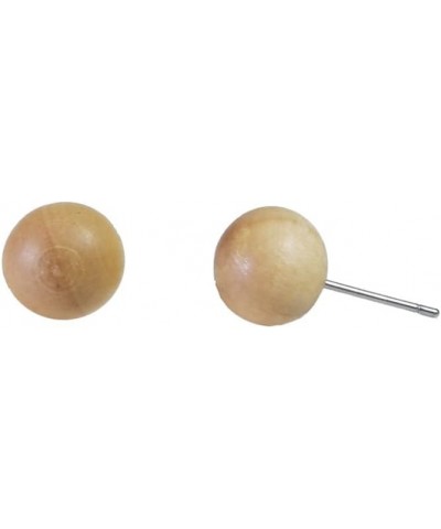 9mm Wooden Ball Earrings Studs for Men Women, Unisex, Light Color and Lightweight $6.79 Earrings