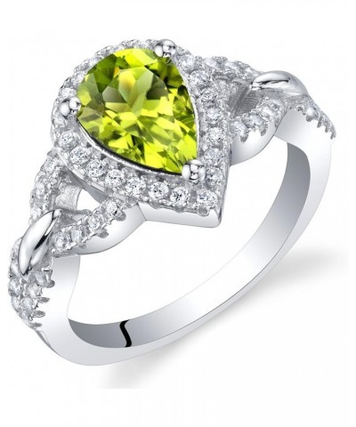 925 Sterling Silver Teardrop Crest Ring for Women, Various Gemstones, Pear Shape 9x6mm, Sizes 5 to 9 Peridot $30.59 Rings