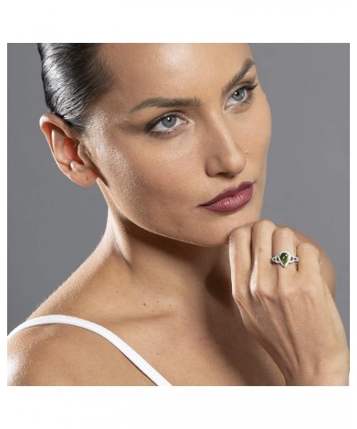 925 Sterling Silver Teardrop Crest Ring for Women, Various Gemstones, Pear Shape 9x6mm, Sizes 5 to 9 Peridot $30.59 Rings