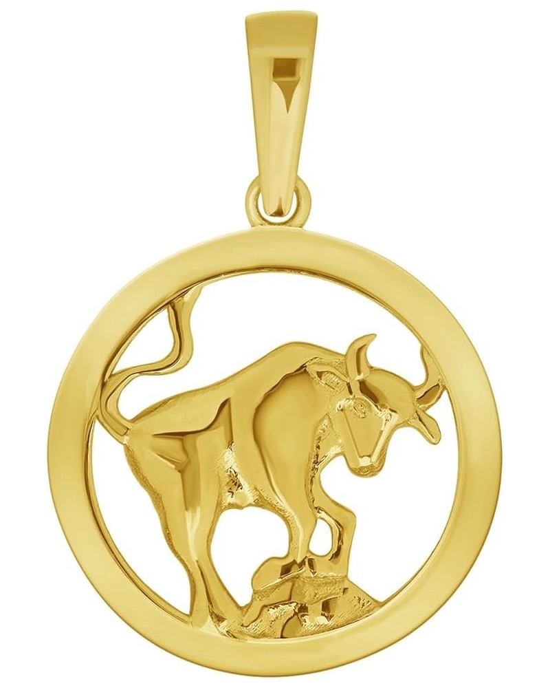 14k Yellow Gold Round Zodiac Sign Charm Horoscope Pendant (Small) Taurus $46.74 Pendants