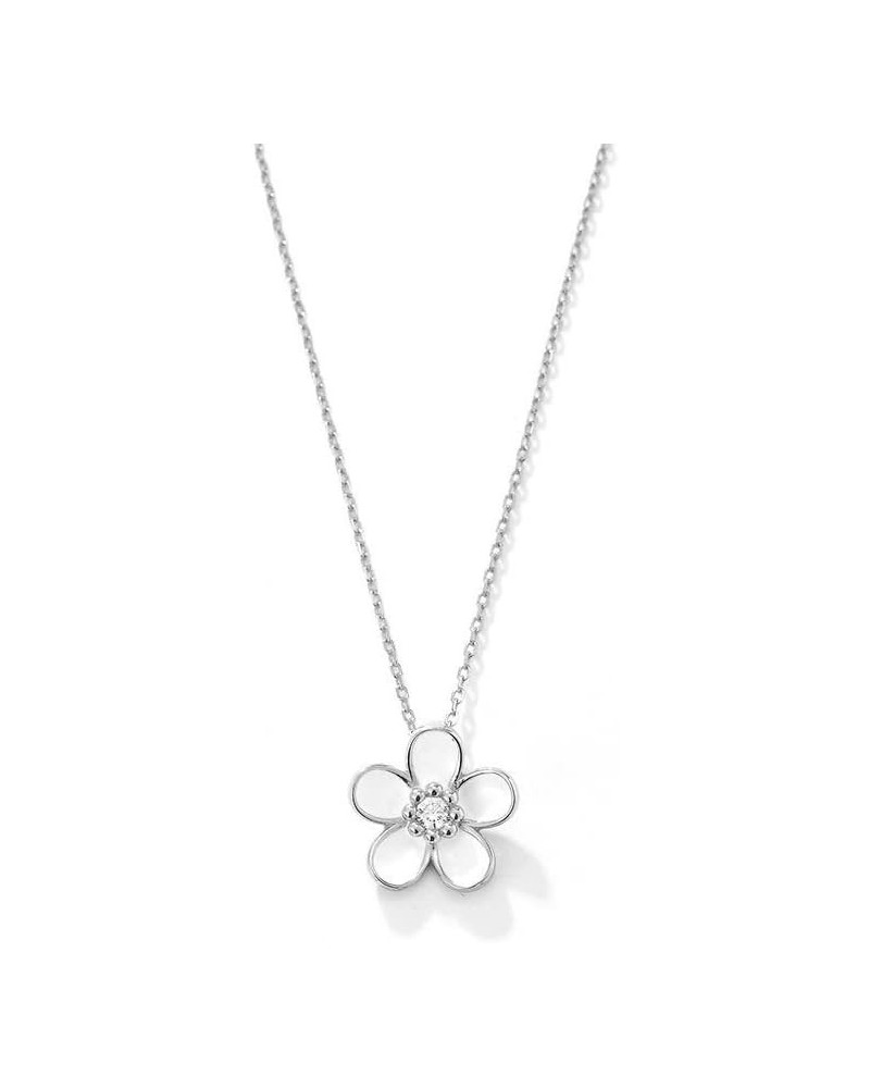 14K Gold Moissanite White Flower Pendant Necklace for Women,Dainty Round Cut Moissanite Floral Necklace,Fine Jewelry Gift for...