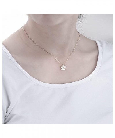 14K Gold Moissanite White Flower Pendant Necklace for Women,Dainty Round Cut Moissanite Floral Necklace,Fine Jewelry Gift for...