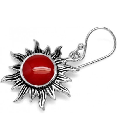 8mm Round Shape 925 Sterling Silver Sun Ray Inspired Dangle Hook Earrings Coral $13.49 Earrings