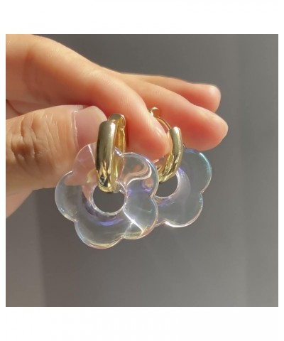 Transparent Resin Hoop Earrings for Women Girls Geometric Flower Acrylic Thick Ear Hoops Statement Party Jewelry 7 $14.26 Ear...