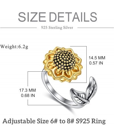 Sterling Silver Rose Ring Urn for Loved One Ashes Black Goth Rose Jewelry 7 Sunflower Urn $18.19 Rings