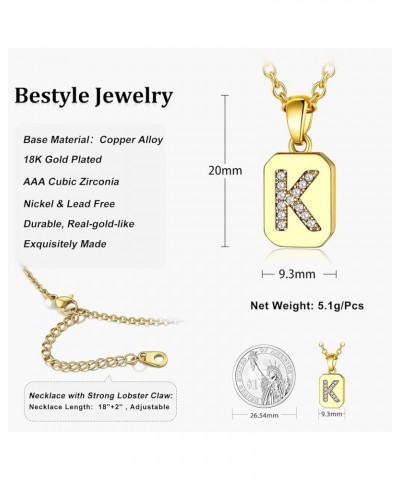 Trendy Initial Necklaces and Rings for Women Girls, Small Cute CZ Tag Letter Charm Dainty Name Statement Jewelry Gifts K gold...