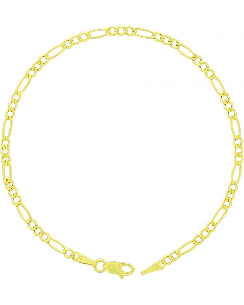 10k Yellow Gold 2.5mm Figaro Chain Link Bracelet or Anklet, Womens Jewelry 7" 7.5" 8" 8.5" 9 Yellow 9 $35.35 Anklets