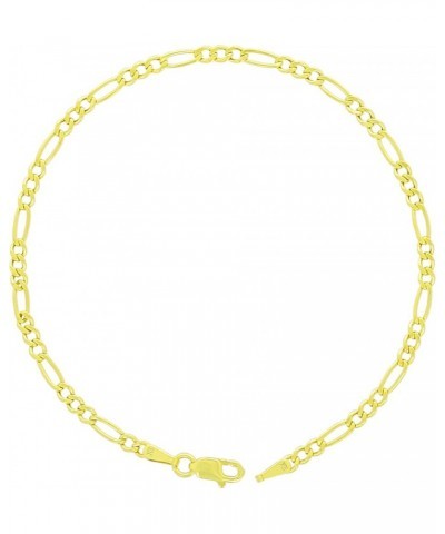 10k Yellow Gold 2.5mm Figaro Chain Link Bracelet or Anklet, Womens Jewelry 7" 7.5" 8" 8.5" 9 Yellow 9 $35.35 Anklets