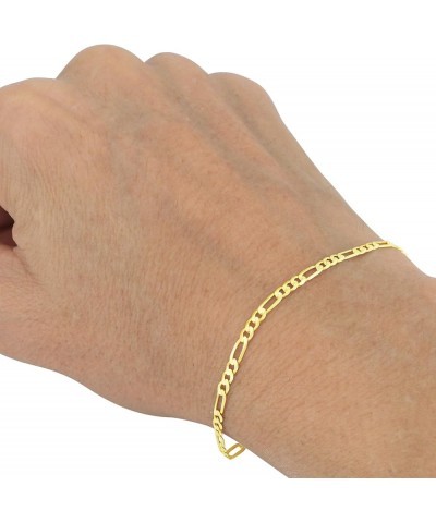 10k Yellow Gold 2.5mm Figaro Chain Link Bracelet or Anklet, Womens Jewelry 7" 7.5" 8" 8.5" 9 Yellow 9 $35.35 Anklets