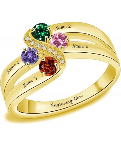 10K 14K 18K Gold Personalized Birthstones Ring Names Promise Rings for Couples Her Women Custom Names Ring Birthday Gifts 04-...