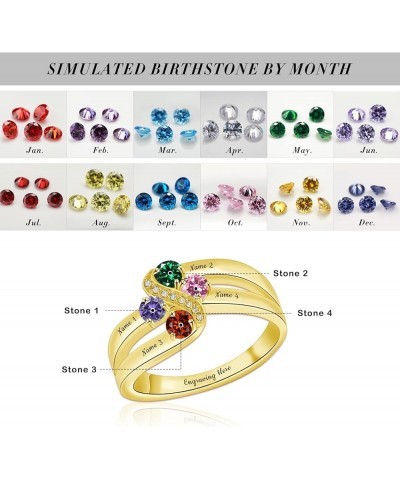 10K 14K 18K Gold Personalized Birthstones Ring Names Promise Rings for Couples Her Women Custom Names Ring Birthday Gifts 04-...