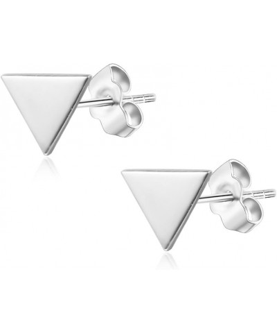 14K Gold Plated Dainty Tiny Bar, Ball, Trio Ball, Delta, Circle Disc and Heart Stud Earrings Delta - White $9.84 Earrings