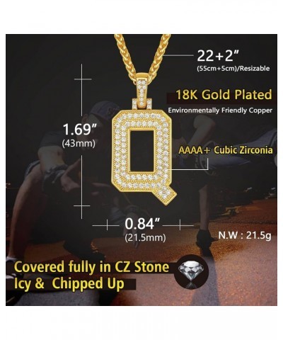 Men Cubic Zirconia 0-9 Number Pendant, Bling Initial Letter Necklace, Lucky Jewelry Necklace, Gold Plated/Silver Color-Send G...