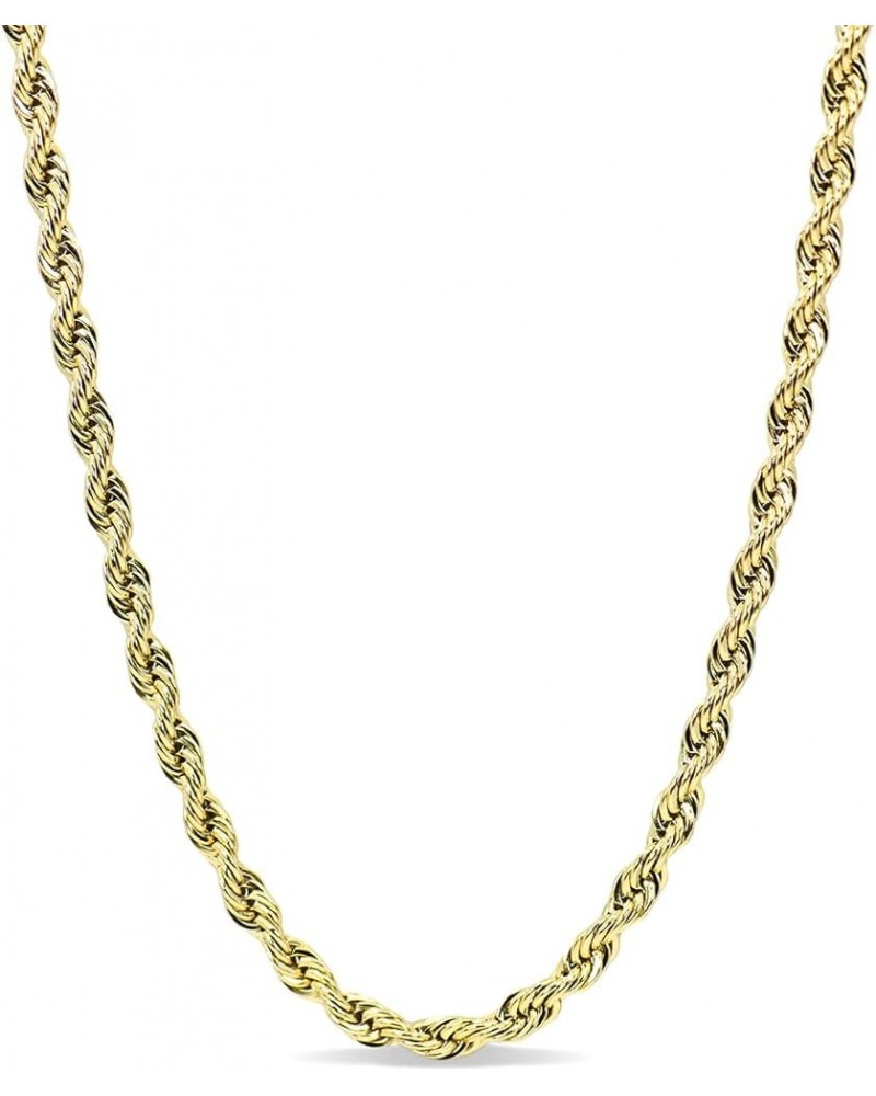 Shop Rope Necklace - 2MM/4MM/6MM Size Options - 16/18/20/22/24/26 Inch Lengths - Gold/White Gold/Rose Gold 26 Inch 4MM Rope G...